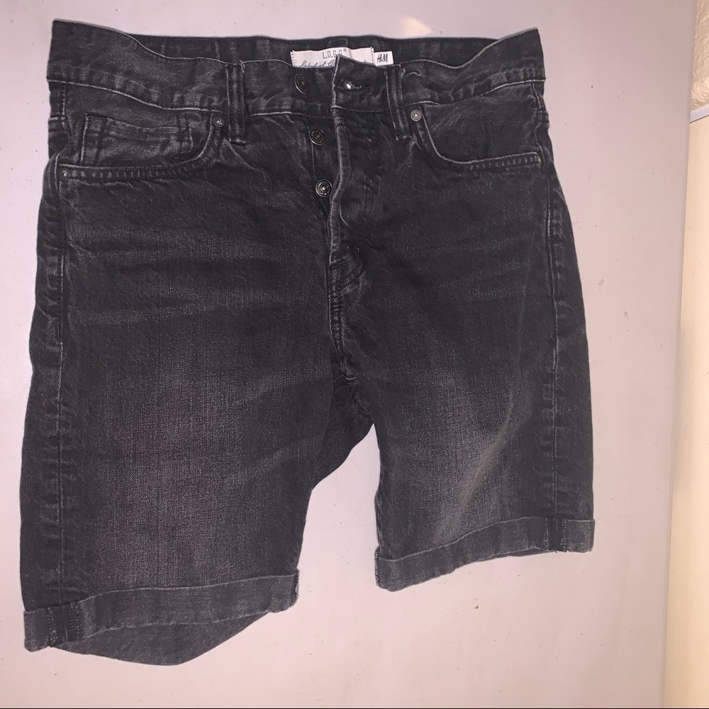 H&M Black Button Up Denim Shorts